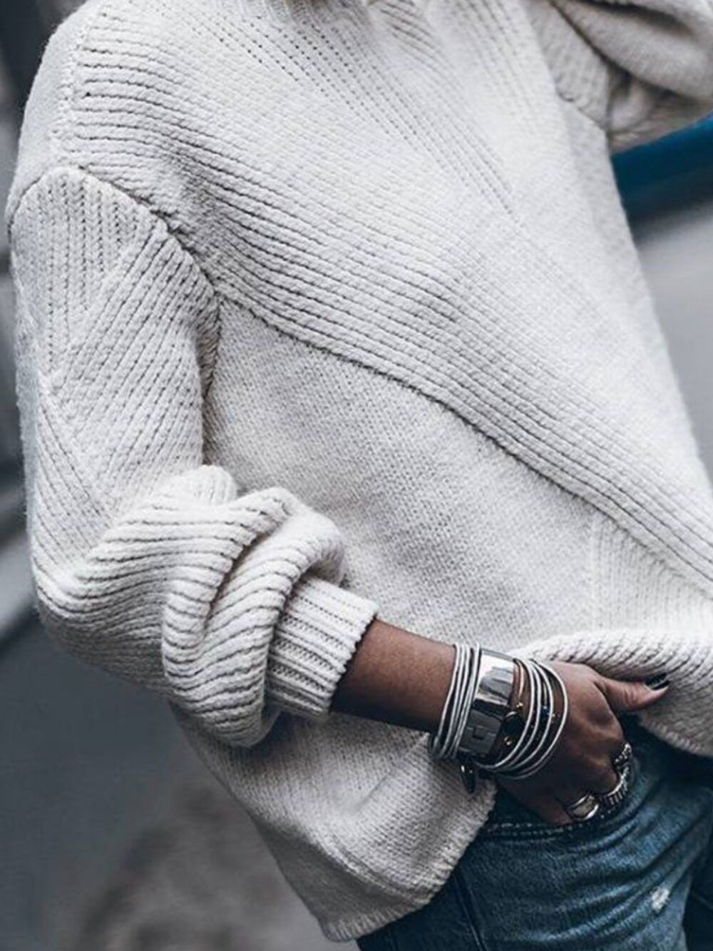 Chunky Knit V-Overlap Sweater